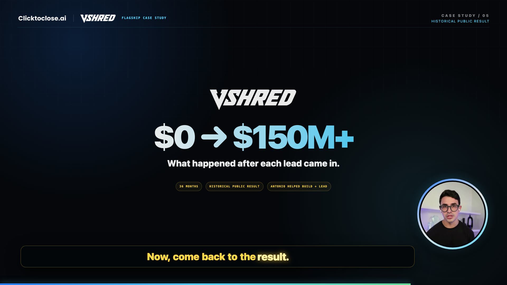 V Shred growth result from zero to more than 150 million dollars